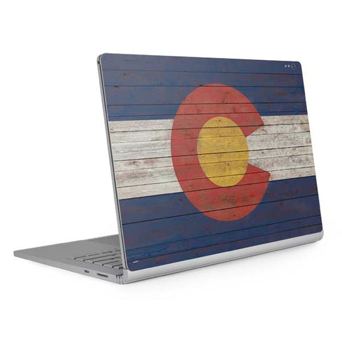Colorado Flag Dark Wood Surface Book 2 15in Skin